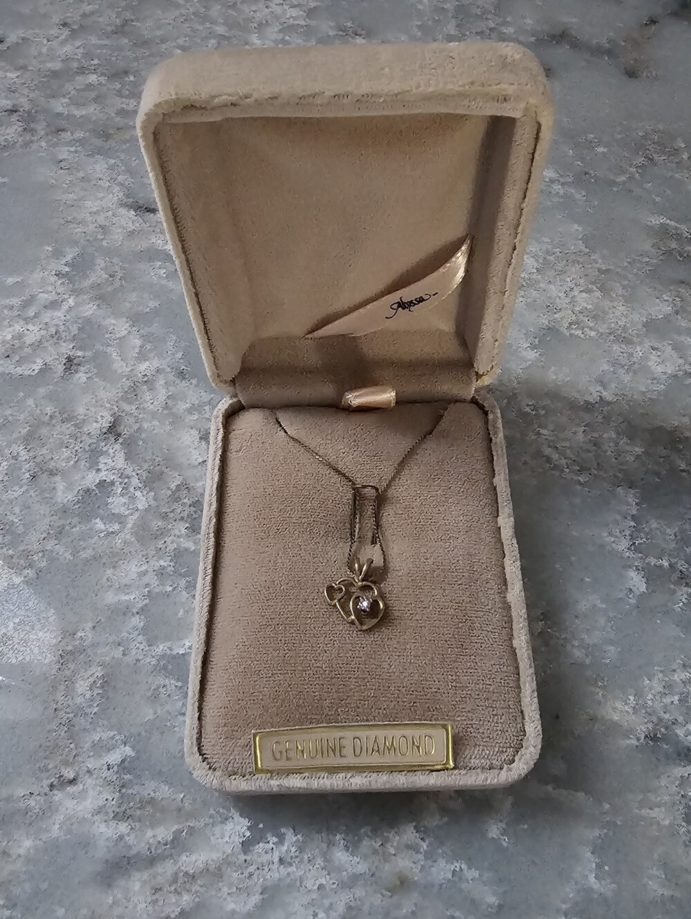 Vintage Alyssa 1/20 14K GF Diamond Heart Necklace Pendant Original Box